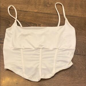 White Corset-Style Crop Top